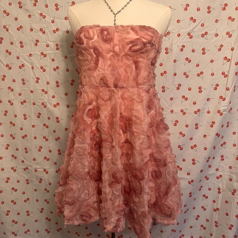 Strapless Pink Floral Dress